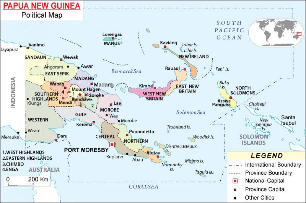 карта Папуа-Нової Гвінеї, провінції