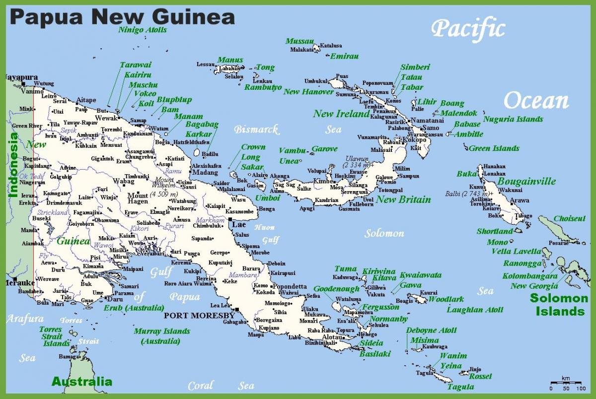 Папуа-Нова Гвінея на карті 