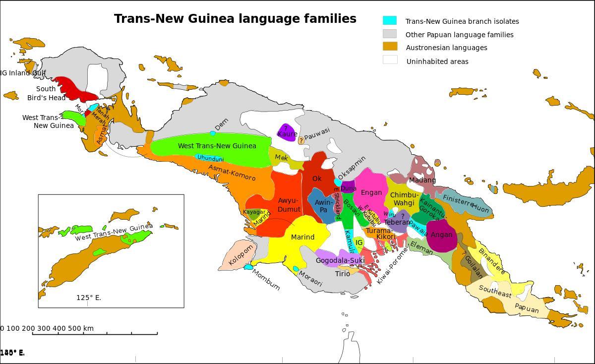 карта Папуа-Нової Гвінеї мова 